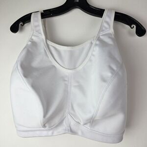 Glamorise Sports Bra 38J No Bounce-Cami Style 1066 WHITE Wirefree *Read